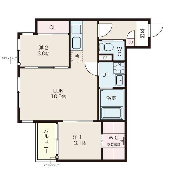 ILUSION六番町(2LDK/1階)の間取り写真