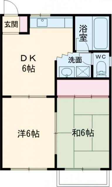 シャトー中川VI(2DK/1階)の間取り写真