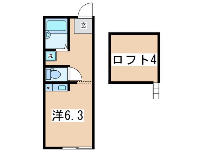 アルシオーネ東林間(ワンルーム/2階)の間取り写真
