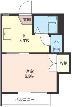 メゾンフラワーB(1K/2階)の間取り写真
