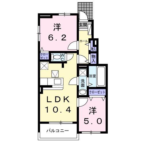 ヘキサパレス(2LDK/1階)の間取り写真