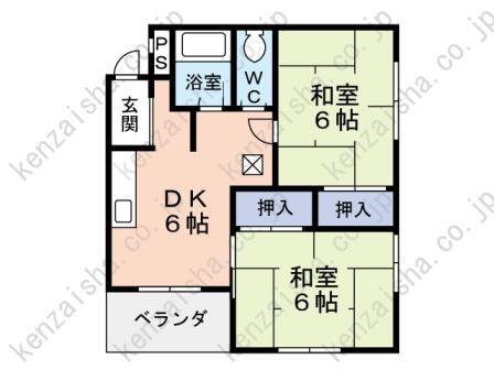 コーポ志波(2DK/2階)の間取り写真
