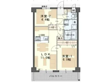 ライフポート松栄(2LDK/3階)の間取り写真