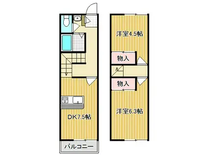 ルミナリエ(2DK/1階)の間取り写真