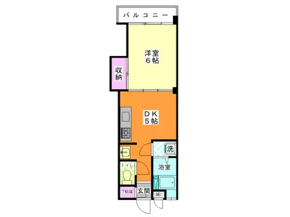 芦山ビル(1DK/3階)の間取り写真