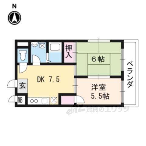 沢町ハイツ(2DK/2階)の間取り写真