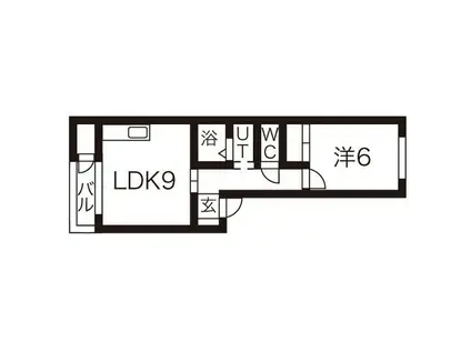 アルカディア(1LDK/1階)の間取り写真