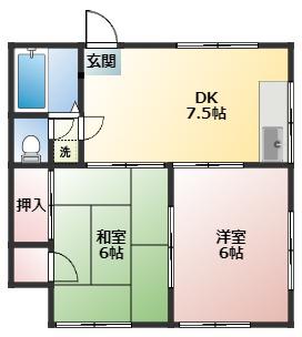 パルコーポ川端(2DK/1階)の間取り写真
