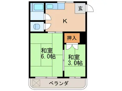 志水ビル(2K/3階)の間取り写真