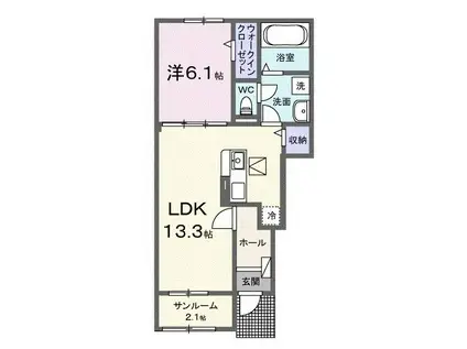 ボヌール.U(1LDK/1階)の間取り写真