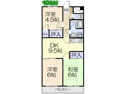 ファミリータウンむらた(3DK/2階)の間取り写真