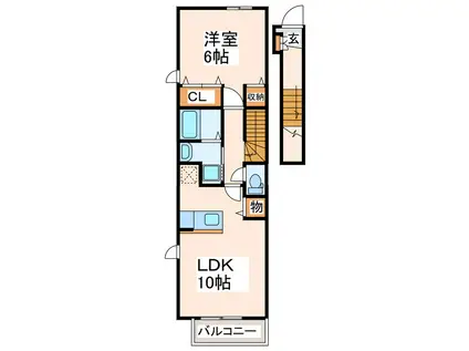 レジデンススクエアA・B・C(1LDK/2階)の間取り写真