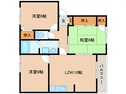 ハイツ楓3号館(3LDK/1階)の間取り写真