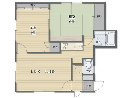 パークシティ本通II(2LDK/2階)の間取り写真