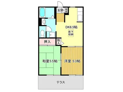 リバーサイドハイツ(2DK/1階)の間取り写真