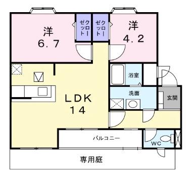 ヒルサイドテラス(2LDK/3階)の間取り写真