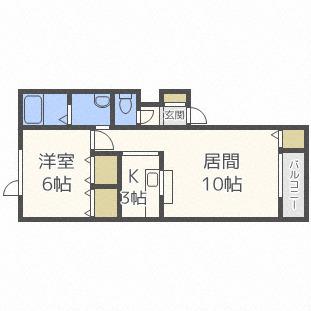 ラベンダーハイムB棟(1LDK/2階)の間取り写真