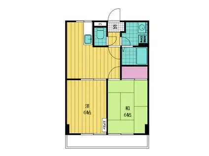 メゾンブルーム(2DK/2階)の間取り写真