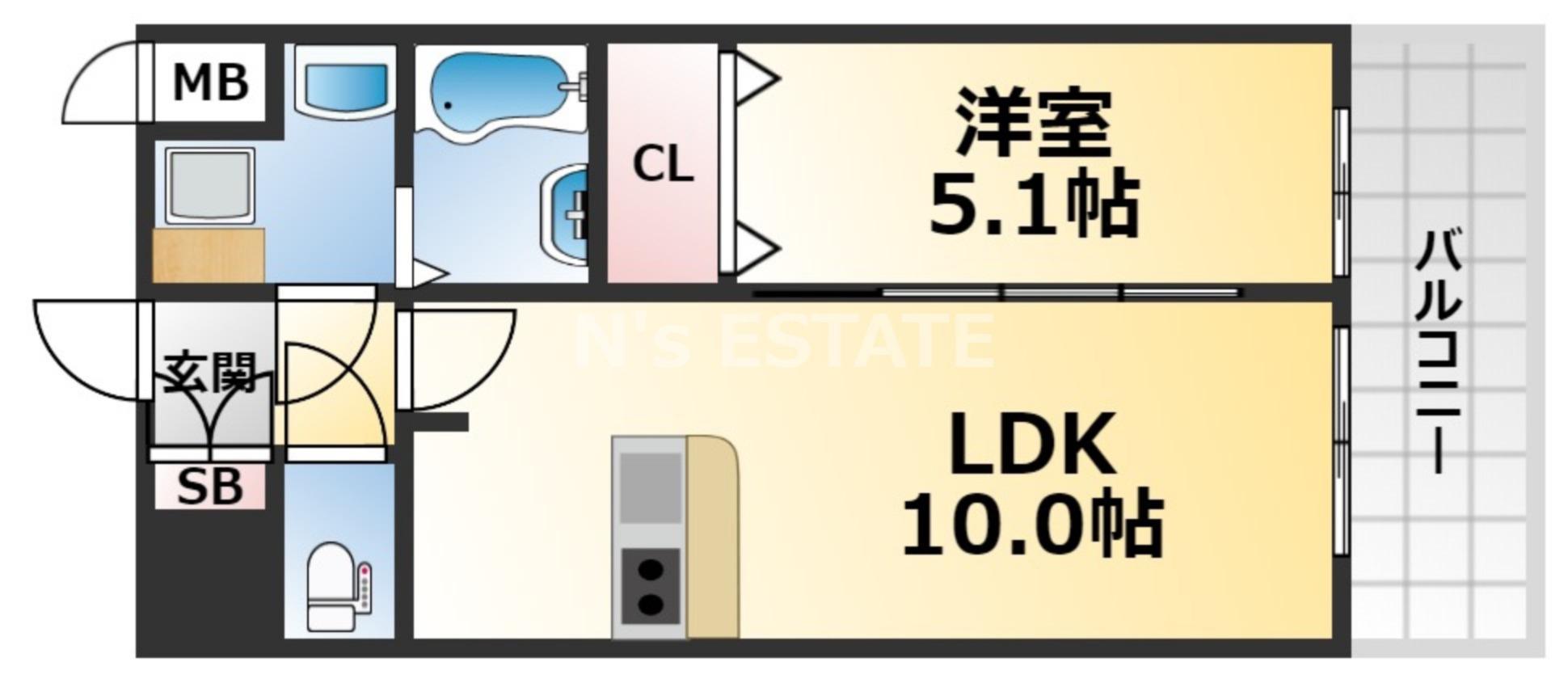 プレサンス兵庫ヴィアーレ(1LDK/8階)の間取り写真