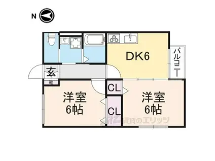 ジャンシアーヌⅡ(2DK/2階)の間取り写真