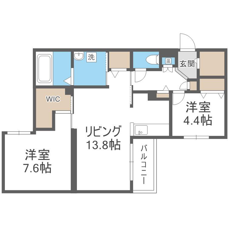 エフュート南円山(2LDK/1階)の間取り写真