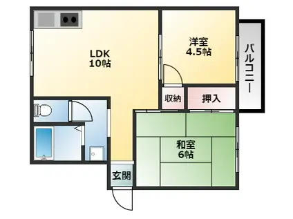 マウントハイツ(2LDK/2階)の間取り写真