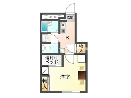 レオパレスウェーブトップ川花(1K/1階)の間取り写真