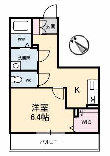 グランベレオ千代田(1K/2階)の間取り写真