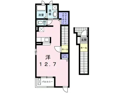 サニーライツI(ワンルーム/2階)の間取り写真