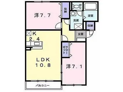 ジェルメ海岸町(2LDK/1階)の間取り写真