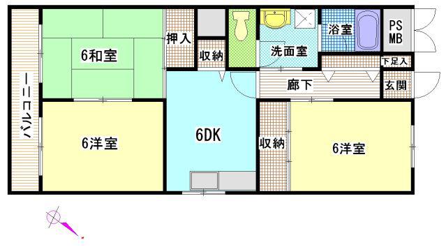 アイレスト牛田早稲田(3DK/4階)の間取り写真