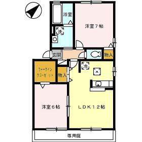 リヴェール D棟(2LDK/1階)の間取り写真