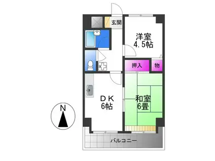 グランドパレス八尾(2DK/4階)の間取り写真