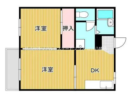 メゾンサンピエル(2DK/2階)の間取り写真