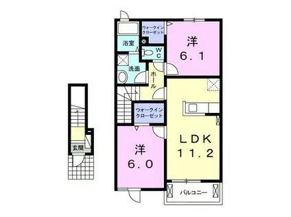 グレイスハーモニーI(2LDK/2階)の間取り写真