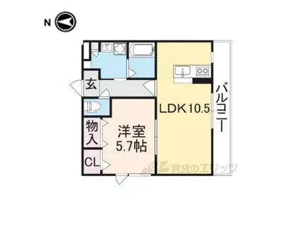 結充IMMEUBLE B館(1LDK/2階)の間取り写真
