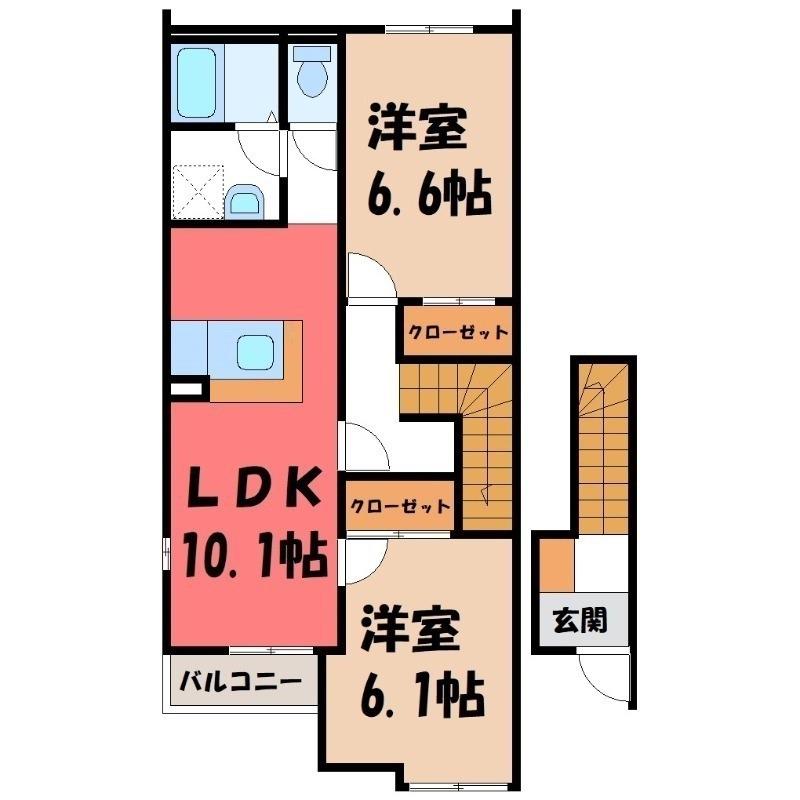 スカイピア(2LDK/2階)の間取り写真