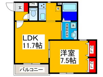堺市東区高松共同(1LDK/1階)の間取り写真