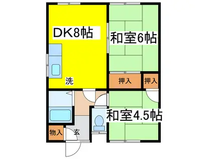 マル義ハイツ(2DK/1階)の間取り写真