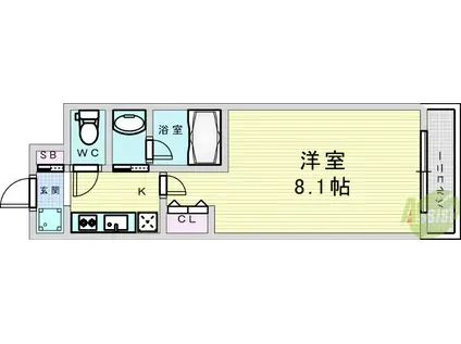 スプランディッド十三本町(1K/6階)の間取り写真