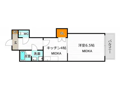 アンティオキア(1DK/5階)の間取り写真