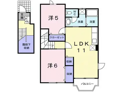 フロール清風A(2LDK/2階)の間取り写真