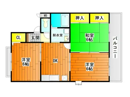 メゾンラベール(3DK/2階)の間取り写真