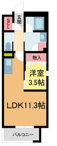 アイエフノヴァ水波町(1LDK/3階)の間取り写真