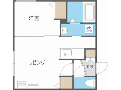 ルビーノ札幌(1LDK/1階)の間取り写真