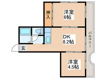 サンルート(2DK/4階)の間取り写真