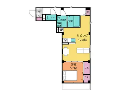 フランジュール下新城(1LDK/3階)の間取り写真