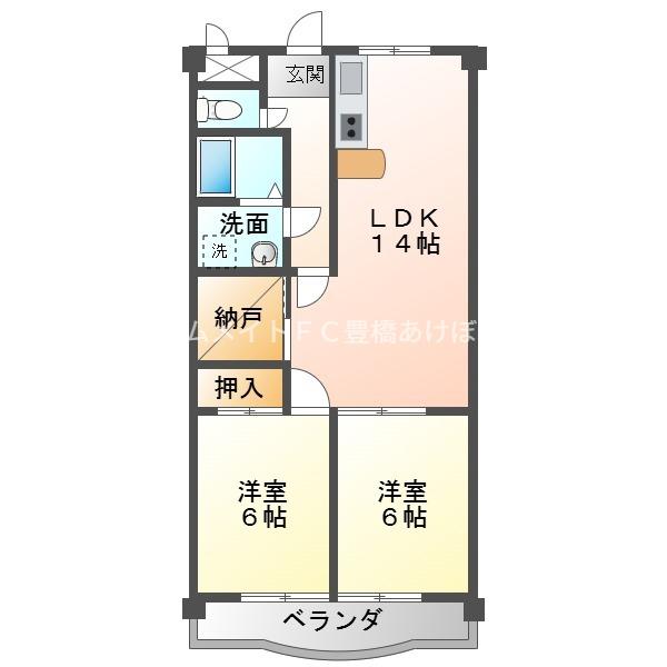 サンテラス福井(2SLDK/1階)の間取り写真