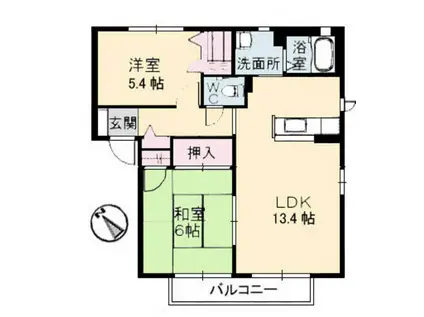 シャーメゾン黒川 A棟(2LDK/2階)の間取り写真