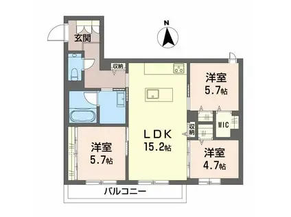 あおなみ線 荒子駅 徒歩5分 3階建 新築(3LDK/3階)の間取り写真